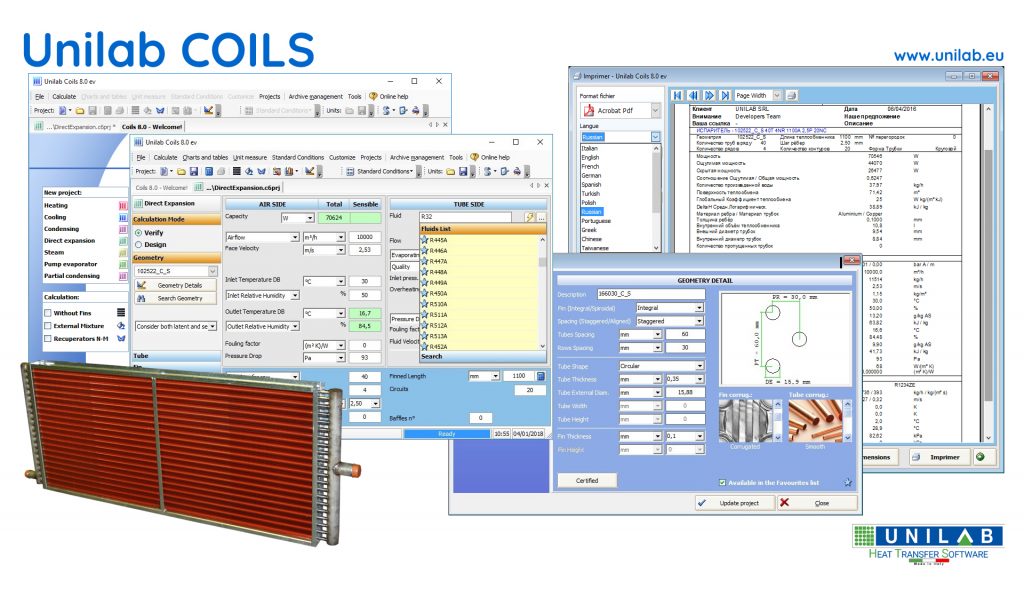 Unilab Coils | UNILAB - Heat Transfer Software