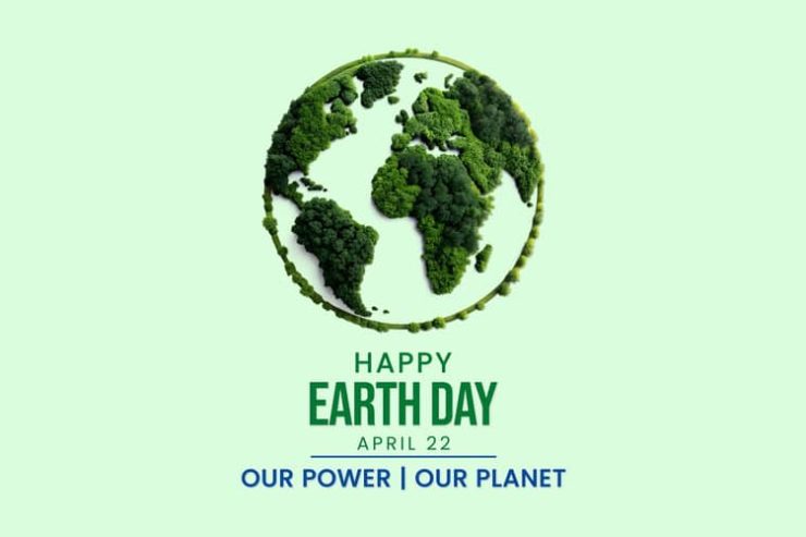 Our,Power,,Our,Planet.,Design,With,3d,Earth,Map,Drawing.