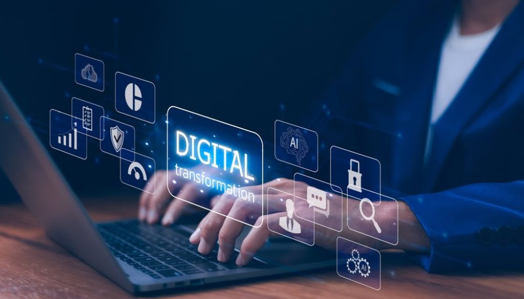 Digital,Transformation,And,Various,Business,Technology,Concept.,Businessman,Working,On