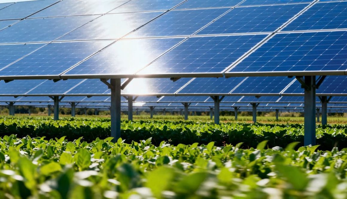 A,Vast,Field,Of,Blue,Solar,Panels,Standing,Above,A